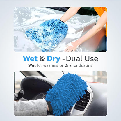 S.M. Arnold Snow White Professional Heavy-Duty Chenille Wash Mitt 8" x 11" - Ultra-Soft, Absorbent, Scratch-Free Car Wash Glove with Cuff, Ideal for Auto Detailing, Car Care, and Home Cleaning