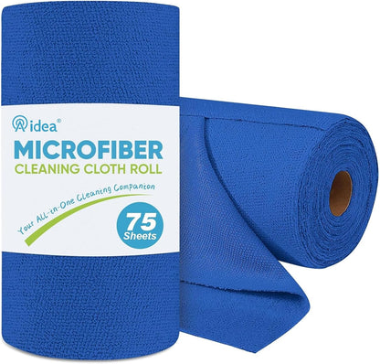 AIDEA Microfiber Cleaning Cloth Roll, Grey 75PK, Reusable Paper Towels Tear Away Cloth, Microfiber Towels for Cars, Wash Cloths, Lint Free Rags for House, Kitchen,Window,Cleaning Supplies 11.5"×11.5"