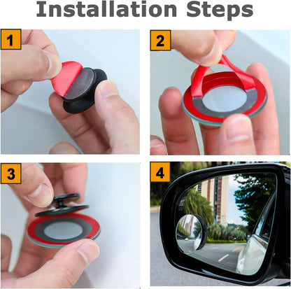 Upgrade HD Glass Wide Angle Blind Spot Mirror, Frameless 360 Adjustable Convex Rear View Mirror for Cars, Trucks and SUV - Big Fan Shaped 2pcs