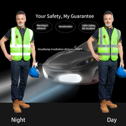 Reflective Safety Vest for Women Men High Visibility Security With Pocket Zipper Front Meet ANSI/ISEA Standard