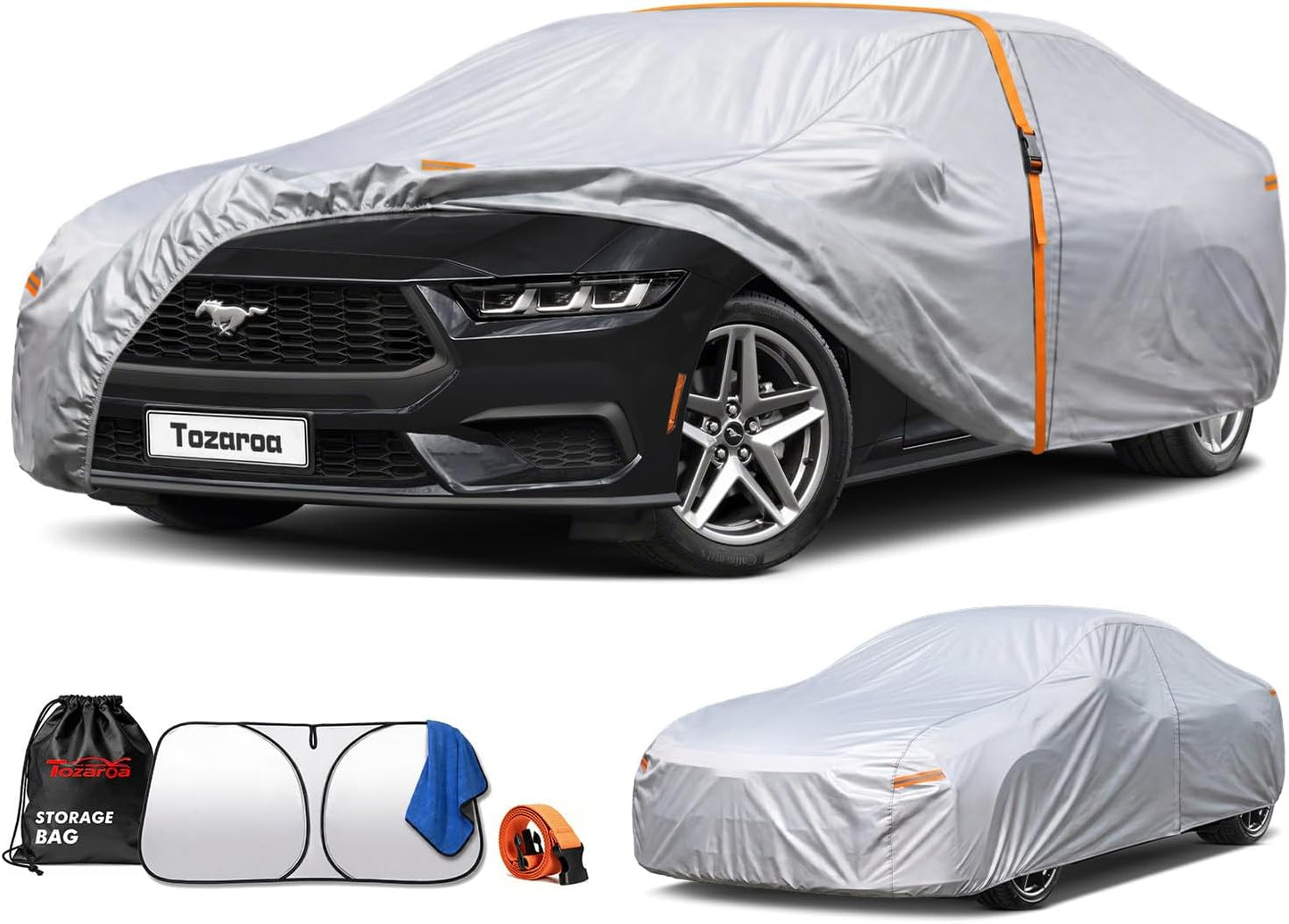Car Cover Waterproof All-Weather,Heavy-Duty Outdoor Full Exterior Automobiles Sedan/Coupe (Length 186-193 inch) with Windshield Sun Shade Universal Fit Toyota Camry, Tesla Model 3, Accord etc