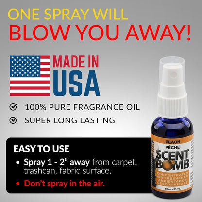 Scent Bomb Air Freshener Spray, Long-Lasting Odor Eliminator - Effective Deodorizer for Home & Car, Fresh Room Spray for Kitchen, Bathroom & Smell Neutralizer - 1 oz Pack of 4, Black Cherry Scent