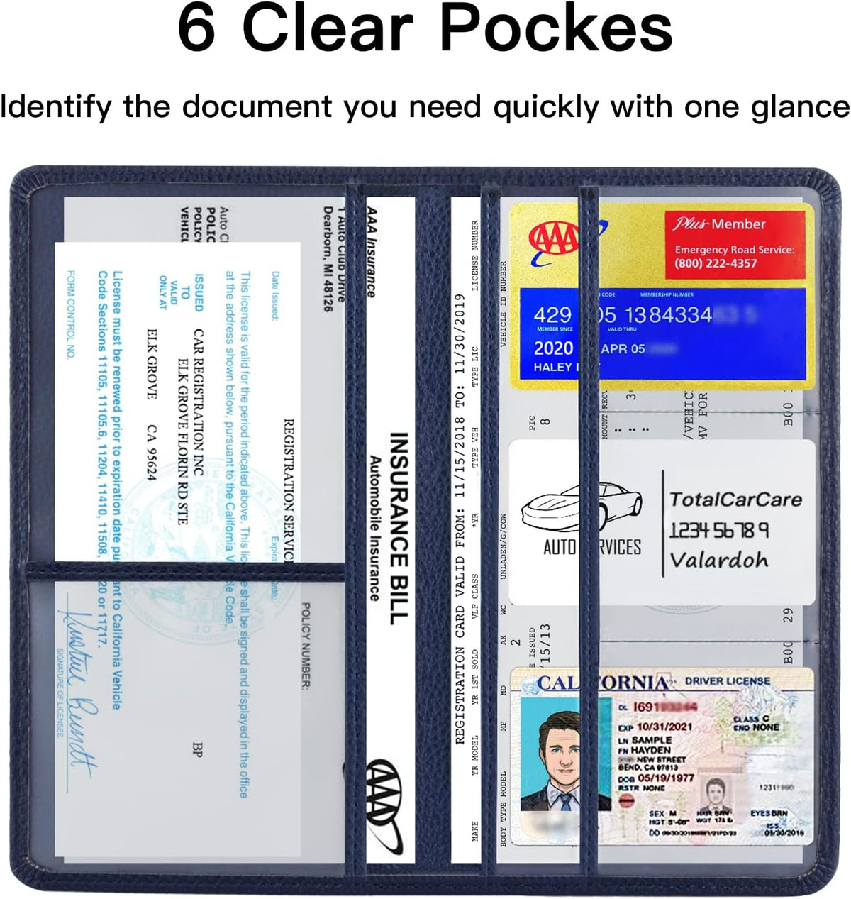 Valardoh Premium Car Registration and Insurance Card Holder, Car Document Holder for Cards, Driver License & other Essential Documents (Pink)
