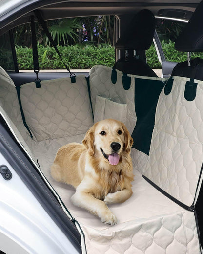 PETICON Dog Car Seat Cover with Mesh Window, 100% Waterproof Pet Seat Cover for Back Seat, Scratchproof Dog Hammock for Cars, Trucks, SUVs, Jeeps, Black