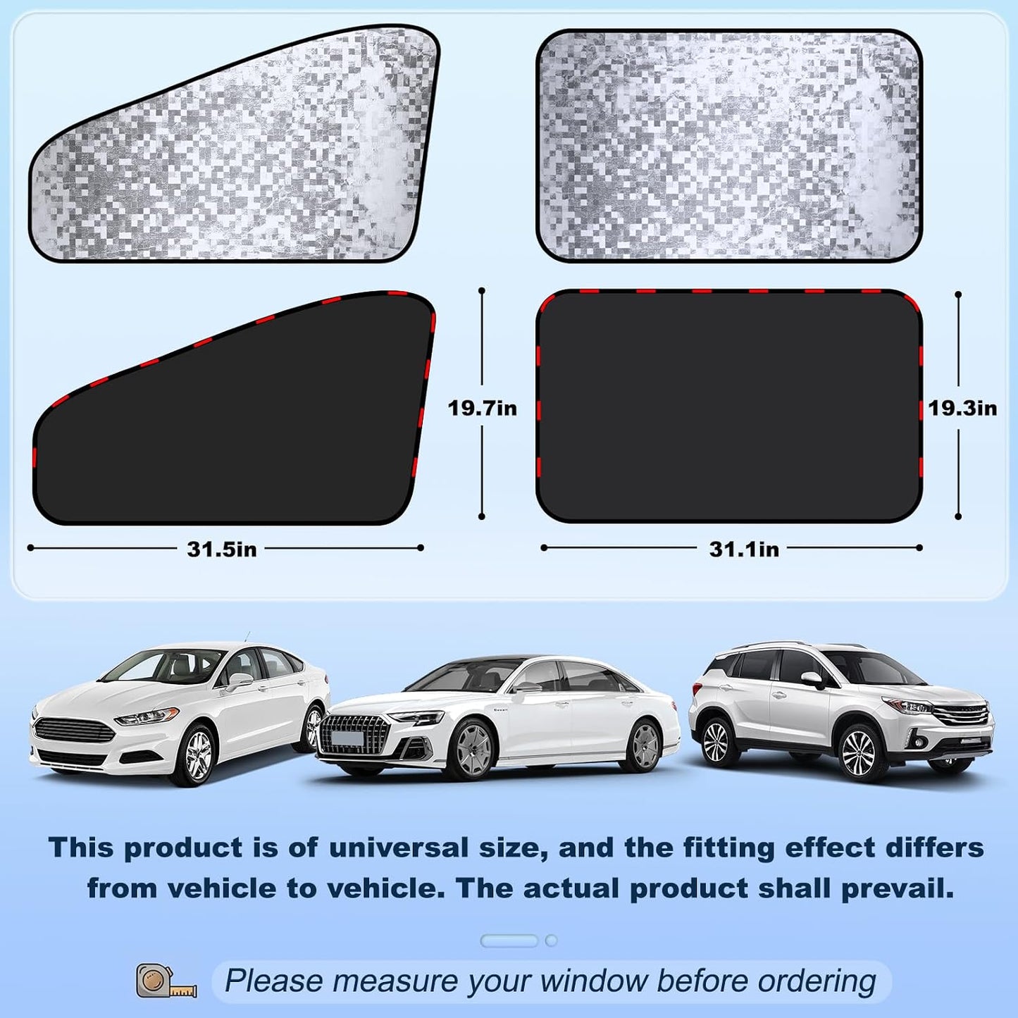 ZATOOTO Side Window Sun Shade - 4 Pack Car Window Covers 99% UV Light Block Car Curtains Magnetic Side Window Sun Shade Keeps Cooler for Breastfeeding, Taking a nap, Changing Clothes, Camping