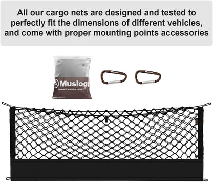 Muslogy Truck Bed Cargo Net Trunk Netting Compatible with 2023-2025 2026 Honda CR-V Accessories, Pickup Cargo Organizer SUV Sedan Storage Net w/Heavy Duty Carabiners - Colors B
