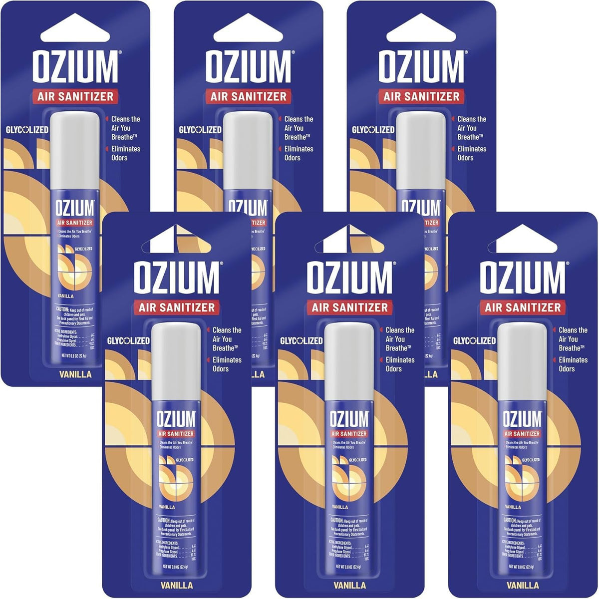 Ozium . Air Sanitizer & Odor Eliminator for Homes, Cars, Offices and More, Outdoor Essence, 0.8 Oz( Pack of 6) (packaging may vary)