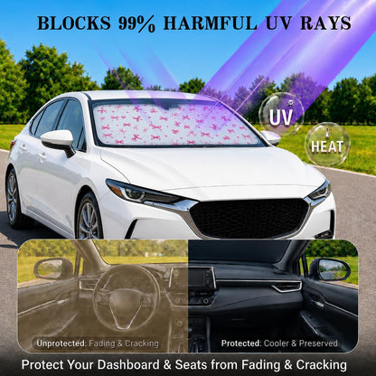 Car Windshield Sun Shade, Funny Cartoon Eyes Sun Visor for Car Windshield Universal Fits Sedan Compact Car Hatchback SUV, UV Heat Protection - 59 x 27.5