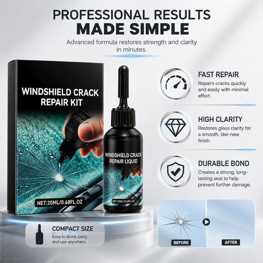 Windshield Chip Repair Kit, Car Windshield Crack Repair Kit, Glass Repair Liquid for Cracks, Rock Chip Repair Kit for Fix Windows, Mirrors, Glasses, All Crack Types Y/MA