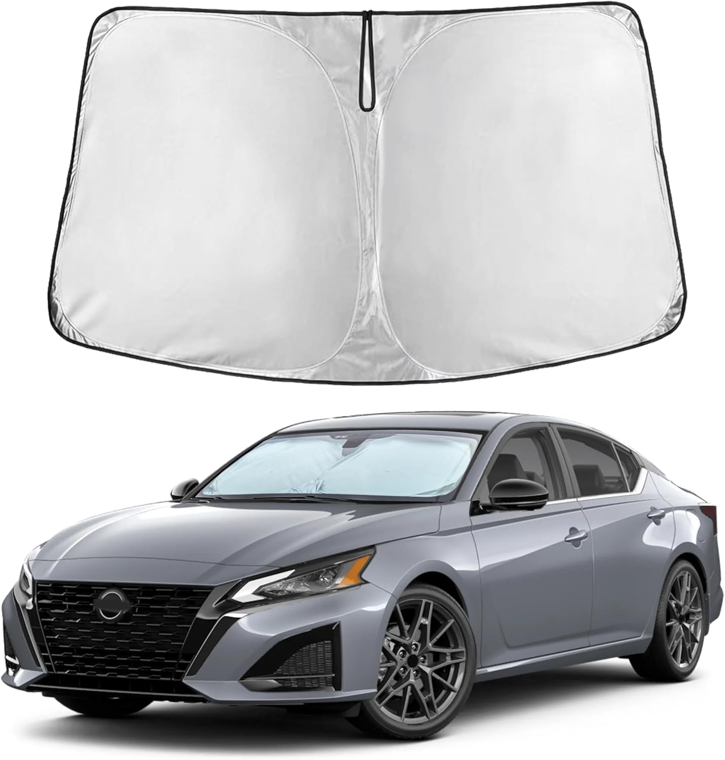 EcoNour Car Windshield Sun Shade | 2025 Upgraded Innovative No-Light-Pass Technology for Maximum Coverage | Foldable Sun Shade Keeps Your Vehicle Cool | Must-Have Car Accessories | Small (59" x 29") - Colors H