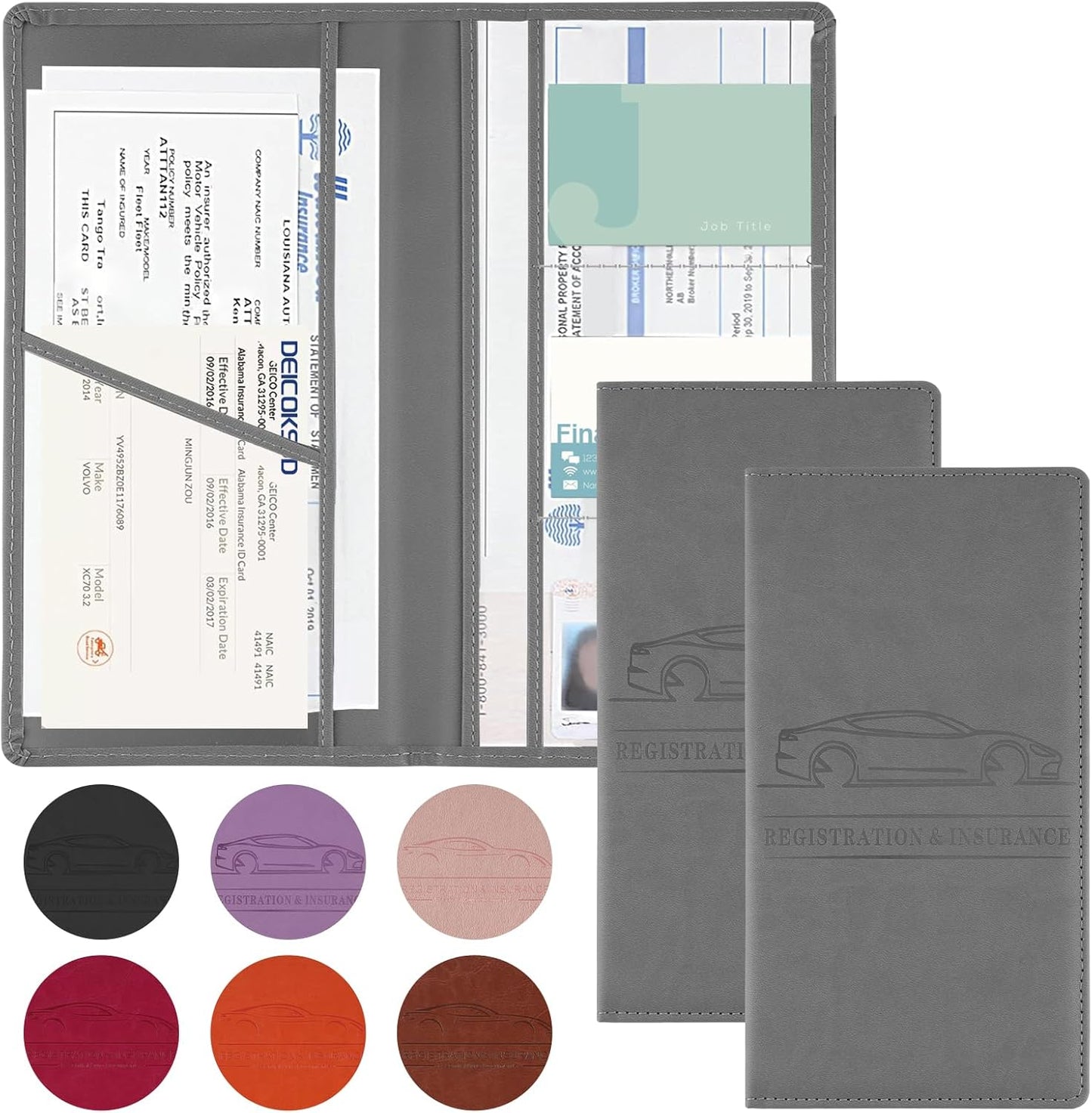 JUSTTOP 1Pack Car Registration and Insurance Holder,Car Document Holder for Cards License with Magnetic Shut,Vehicle Glove Box Car Organizer for Documents, Cards, License(Black)