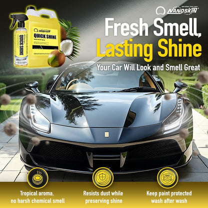 Nanoskin QUICK SHINE Quick Detail Spray 1 Gallon - Waterless Detailer Spray for Car Detailing | Deep Gloss Car Wax Booster & Clay Lubricant | Removes Dust, Smudges, Fingerprints and Other Contaminants