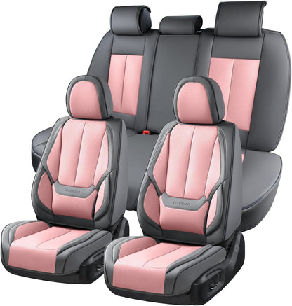 Coverado Seat Covers Full Set, Black Seat Covers for Cars 5 Seats, Car Seat Protector, Waterproof Nappa Leather Car Seat Cushion, Front and Rear Car Seat Cover Fit for Most Sedans SUV Pick-up Truck - Colors B