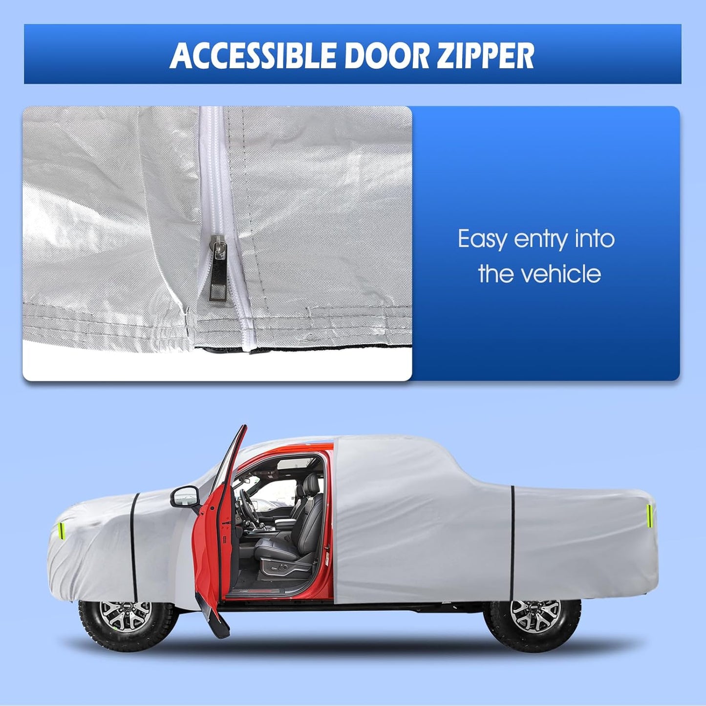 6 Layers Car Cover Waterproof All Weather for Automobiles, Size A3 with Zipper Cotton Fit for Toyota Camry, Honda Accord, Ford Mustang, Chevy Camaro/Malibu,Kia Optima/K5 (187-198 inch)