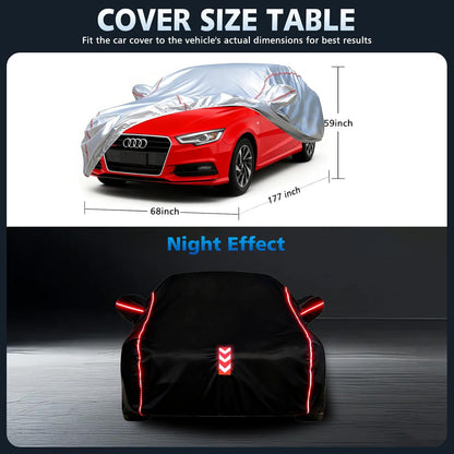 Car Cover for Sedan, Waterproof All Weather Heavy Duty, 360° Underbody Wrap Windproof Design, Quick Install Outdoor Vehicle Cover, Fits 186-193 in