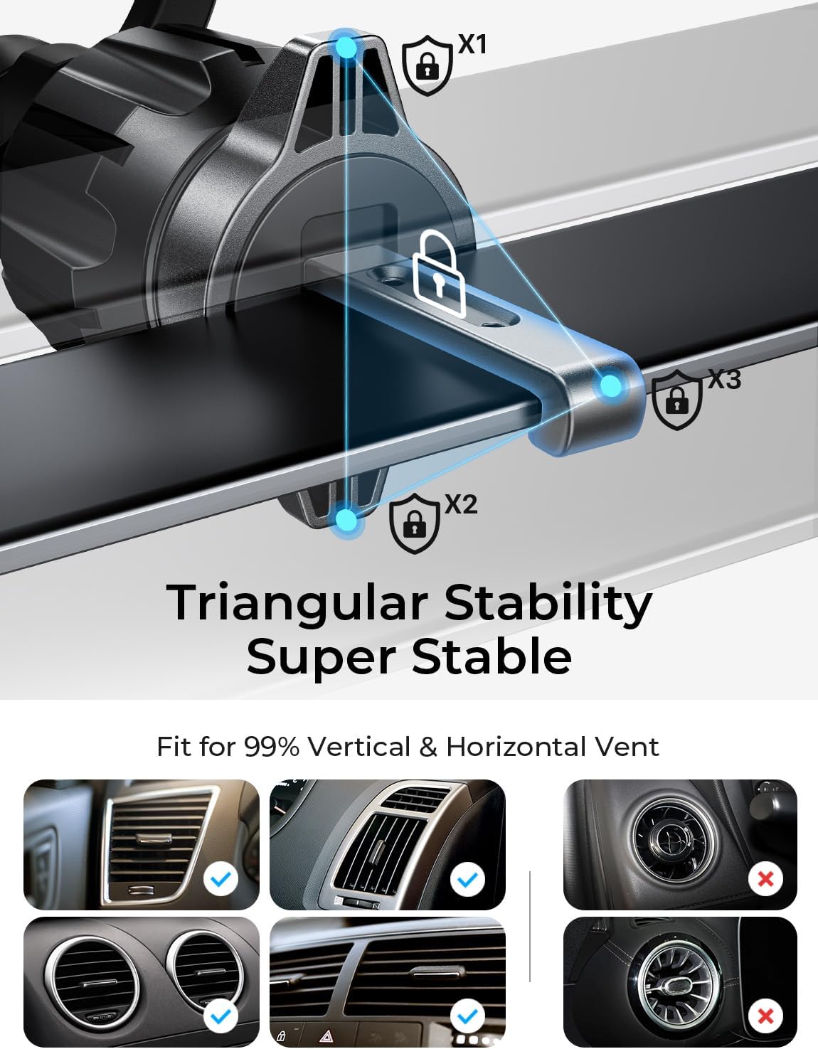 LISEN for MagSafe Car Phone Mount -Strong Magnets Magnetic Phone Holders for Your Car 2-in-1 Vent Dashboard Magnet Cell Phones Holder Mounts Car Accessories Gitfs for Men Women fit iPhone, Black | Dash Accents