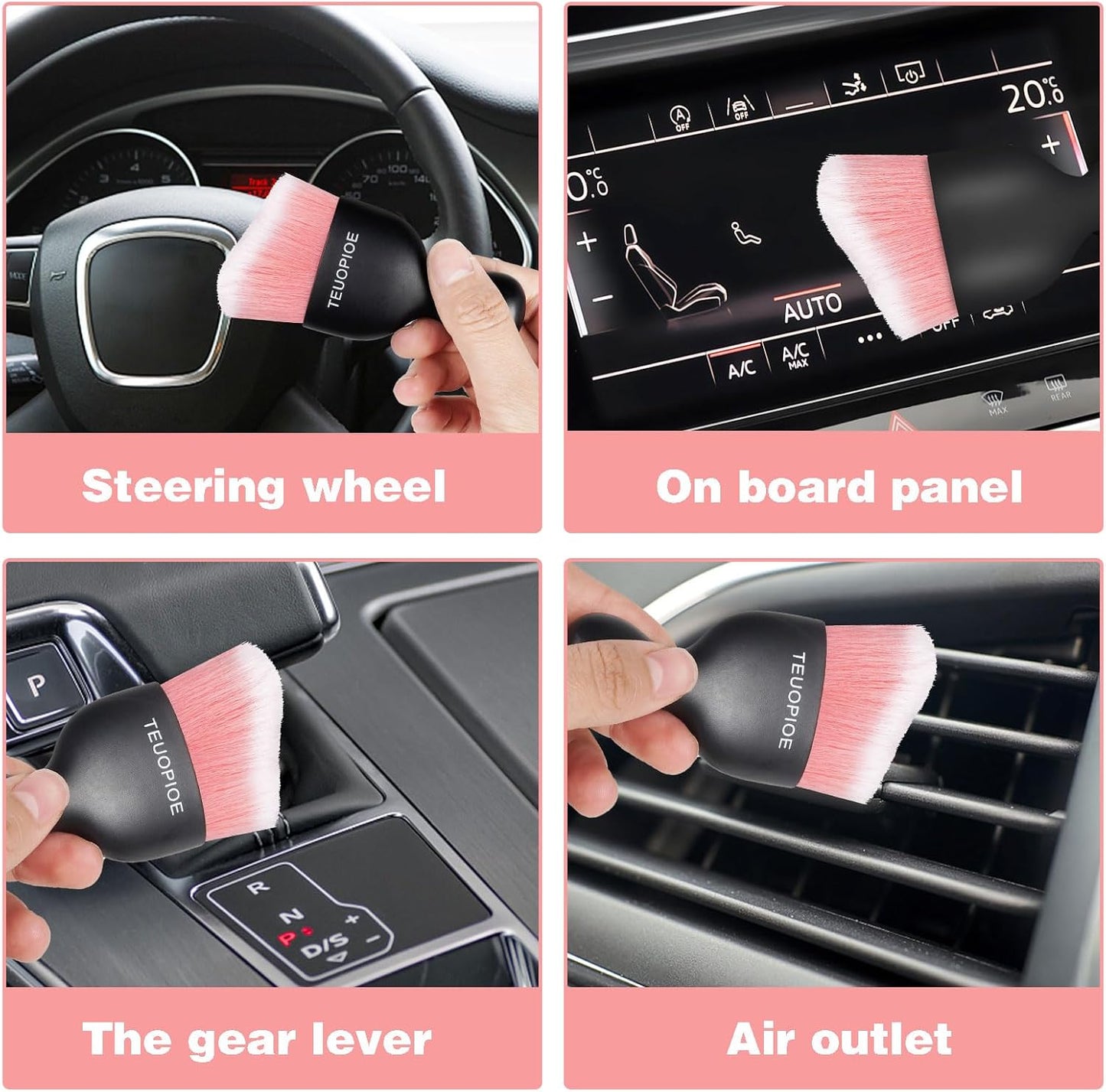 Car Interior Cleaning Brush, Car Duster Interior,Car Detailing Brush Dusting Brush,Car Interior Cleaning Tool, Auto Soft Hair Car Brush,Auto Interior Dust Brush for Air Vents(Brown)