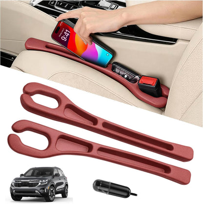 Car Seat Gap Filler Organizer 2Pack,Car Accessories with Safety Hammer,2 in 1 No Drop Seat Guard with Storage Slot for Phone,Keys,Universal Interior Gap Filler for Cars SUV Truck,Red