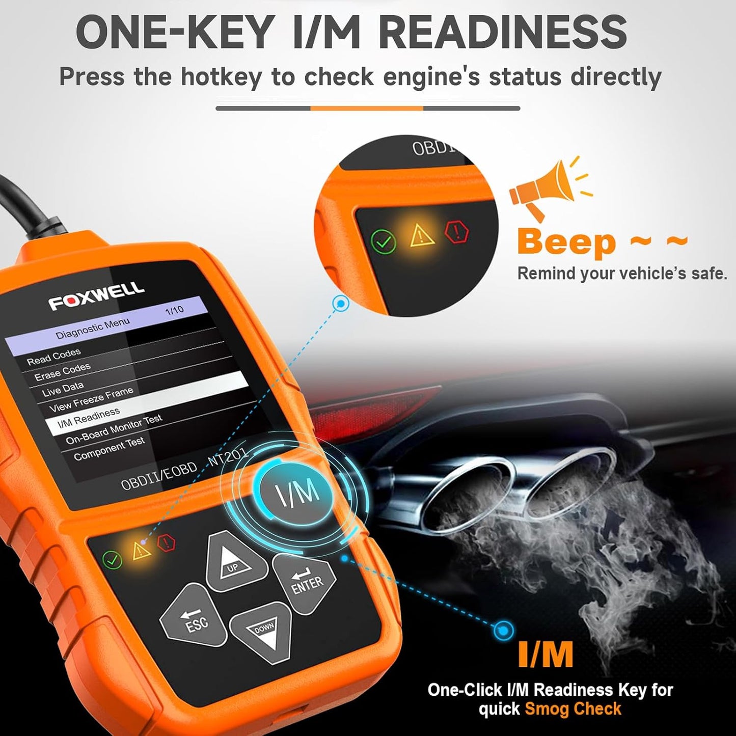 FOXWELL NT201 OBD2 Scanner Code Reader for Cars and Trucks - Reset Check Engine Light, Read and Clear Fault Codes, Live Data Diagnostic Tool for All Cars Since 1996