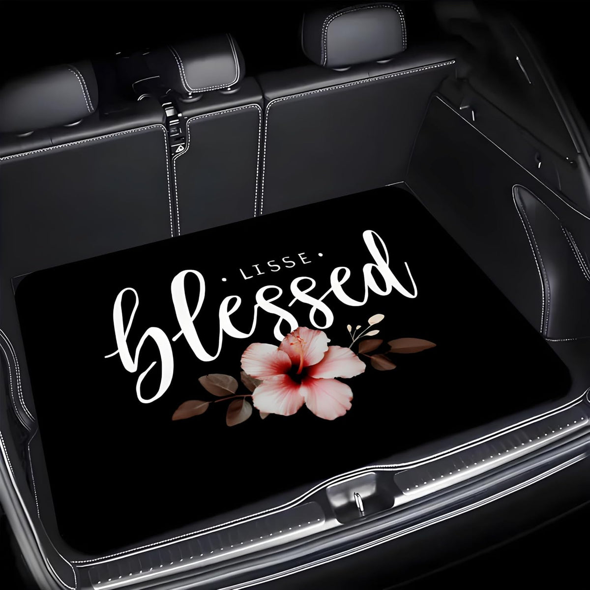 Universal Car Trunk Mat 29" x 39",Purple Colorful Flowers All Weather Trunk Protection Cargo Liner, Durable Cargo Mat Rear Trunk Liner,Stylish Vehicle Interior Accessories Suitable for Most Car Models