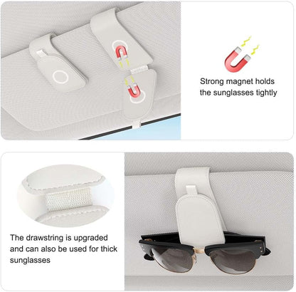 Sotfamily Sunglass Holder for Car Visor, Suede Cloth Magnetic Sunglass Organizer for Car Accessories, 2 Packs, Black