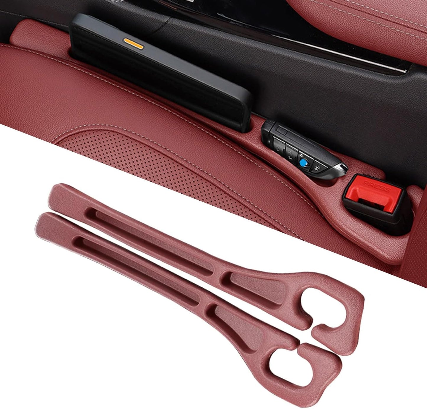 Car Seat Gap Filler Organizer of 2 – Universal Car Gap Seat Filler with Storage Pockets, No Drop Seat Guard for Phones, Keys & Cards, Car Accessories for Most Cars Trucks SUVs (Black)