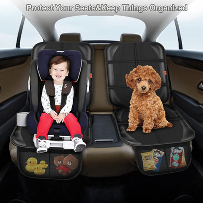 XHYANG Car Seat Protector,Auto Car Seat Protectors Baby Carseat Waterproof & Durable 600D Fabric for Child Baby Car Seat Mat Vehicle Pet Cover 2 Storage Pockets (2 Pack)