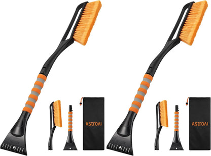 AstroAI 27" Snow Brush and Ice Scrapers for Car Windshield, Detachable Snow Scrapers with Ergonomic Foam Grip for Cars, Trucks, SUVs (Heavy Duty ABS, PVC Brush, Blue)