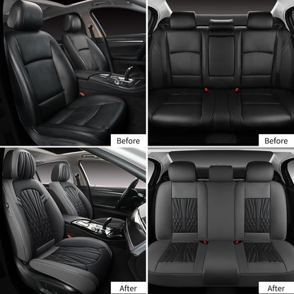 MINGBRON Leather Car Seat Covers,Car Seat Protector Waterproof,Seat Covers Full Set, Car Seat Protectors 5 Seats,Automotive Seat Covers Fit Most Cars Wine Red