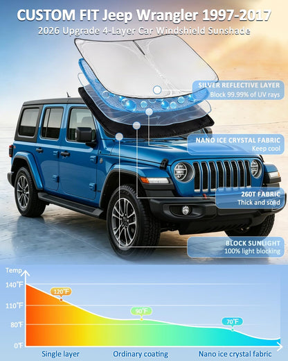 for Toyota Tacoma 2016-2023 2024 2025 2026 Sun Shade Sunshade Windshield Cover - 4 Layers Front Window Shade Custom Fit Tacoma 2Dr 4Dr Pickup Sun Visor 240T Shade Blocks UV Rays Car Accessories - Colors A
