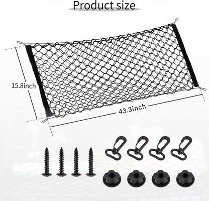 Alpmosn 35.4"x15.8" Stretchable Car Cargo Net Adjustable Elastic Storage Net Trunk Interior Accessories with Hook, Universal Fit for Car, Vehicle, SUV