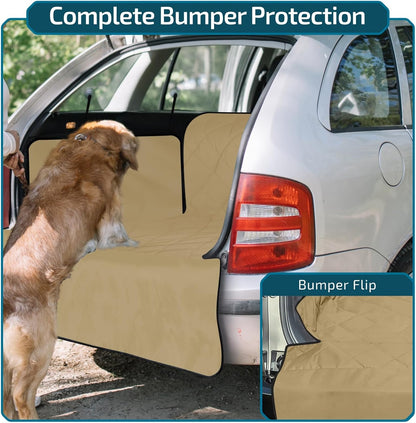 Veckle SUV Cargo Liner for Dogs with Side Flaps, Large (54" x 93") Water Resistant Trunk Cover, Non-Slip Pet Area Protector with Bumper Flap, Universal Fit for SUVs Sedans Vans, Khaki
