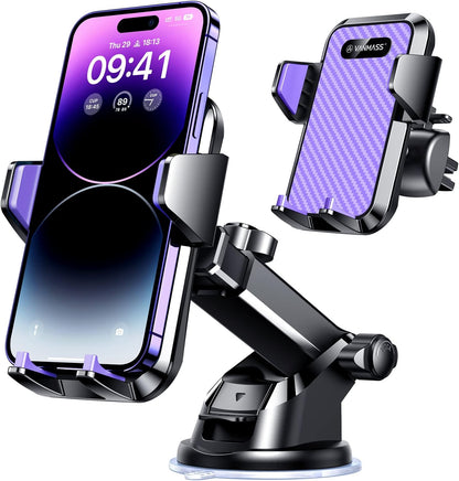 VANMASS【85+LBS Strongest Suction & Military-Grade Ultimate Car Phone Mount【Patent & Safety Certs】 Cell Phone Holder for Dash Windshield Vent for iPhone 17 Pro Max Automobile Accessory Kits,Ink Black