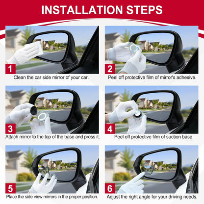 LivTee Blind Spot Mirrors, HD Glass Frameless Convex Rear View Mirrors, Wide Angle Adjustable Stick for Side Mirror, Automotive Exterior Accessories for Car, SUV & Trucks, Pack of 2
