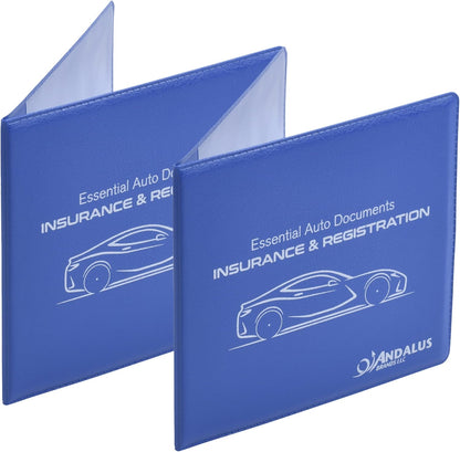 Andalus Auto Registration & Insurance Card Holder Pack of 2, Waterproof Essential Car Registration Holder with Hook & Loop Closure, Perfect for Every Vehicles Glove Boxes (White - 5 1/8" x 4 5/8")