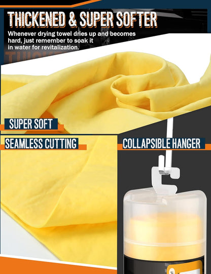 Premium Absorbent Car Drying Chamois Cloth Shammy Towel, 26''x17'' Large, Reusable for Vehicle, Bathroom, Dust Remove, No Spots/Streak/Scratch, Blue