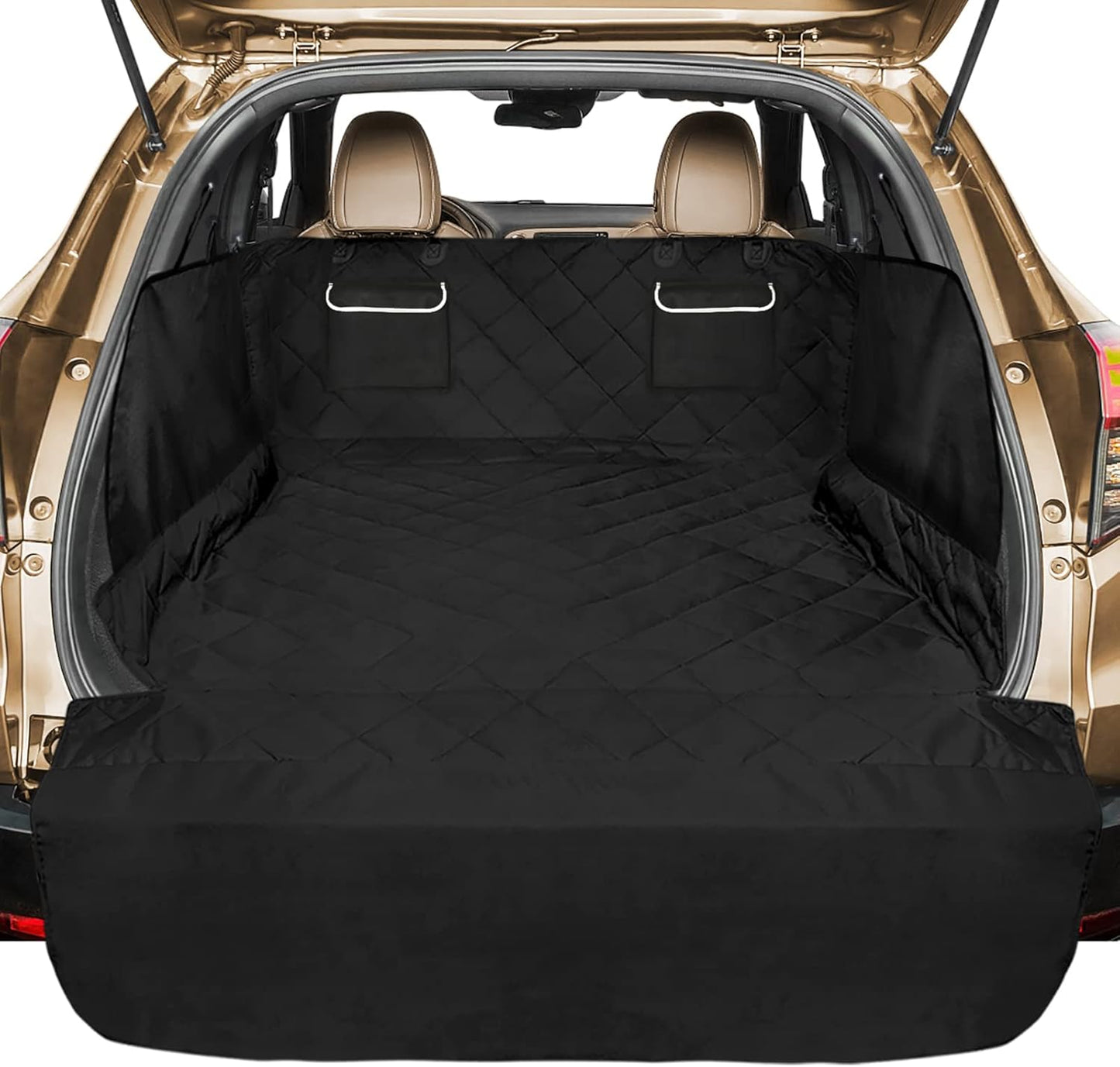 Veckle SUV Cargo Liner for Dogs with Side Flaps, Large (54" x 93") Water Resistant Trunk Cover, Non-Slip Pet Area Protector with Bumper Flap, Universal Fit for SUVs Sedans Vans, Khaki