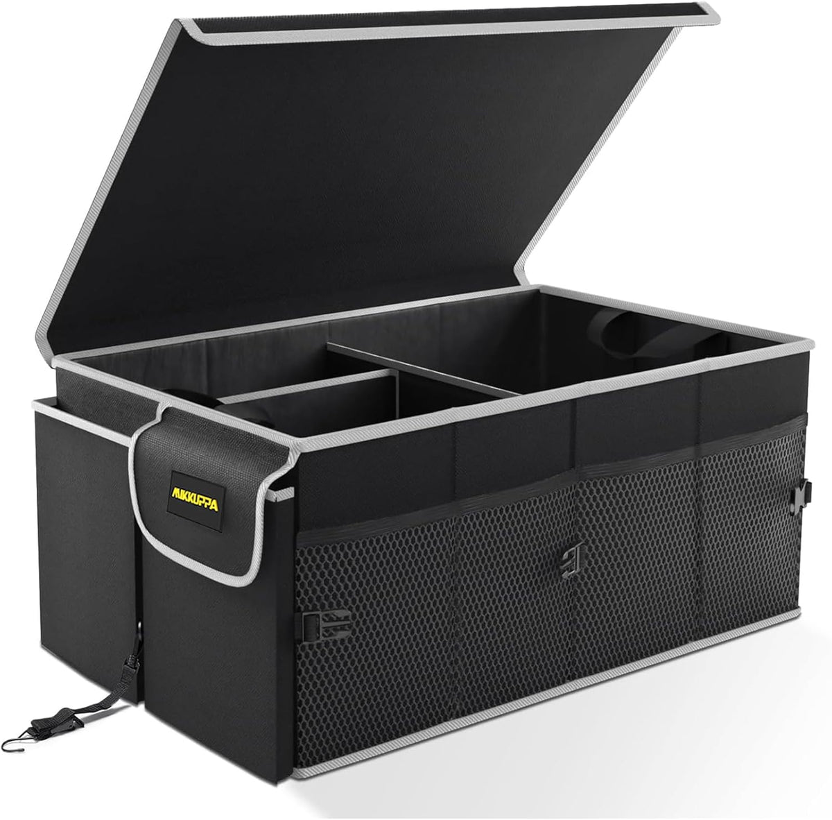 MIKKUPPA Car Trunk Organizer - 65L Collapsible Trunk Organizer with Lid, Sturdy Car Storage for SUV Auto Truck Van with Adjustable Straps and Non Slip Bottom (Black)