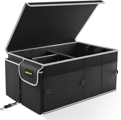 MIKKUPPA Car Trunk Organizer - 65L Collapsible Trunk Organizer with Lid, Sturdy Car Storage for SUV Auto Truck Van with Adjustable Straps and Non Slip Bottom (Black)