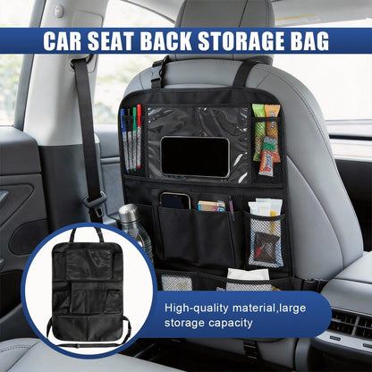 Craedli Car Backseat Organizer, Oxford Cloth Auto Seat Kick Mats with Clear Tablet Holder & 9 Pockets, Waterproof Back Seat Protector, Universal Car Road Trip Storage Essential (1PC)