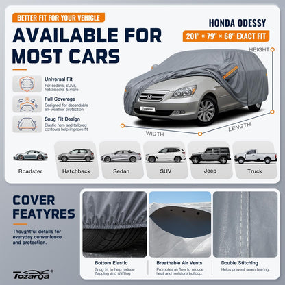 SUV Cover Waterproof All-Weather,Outdoor Full Exterior Automobiles SUV(Length 182-190 inch) with Windshield Sun Shade Universal Fit Toyota RAV4,CRV,Model Y,Q5,Size S2 (See SizeChart)