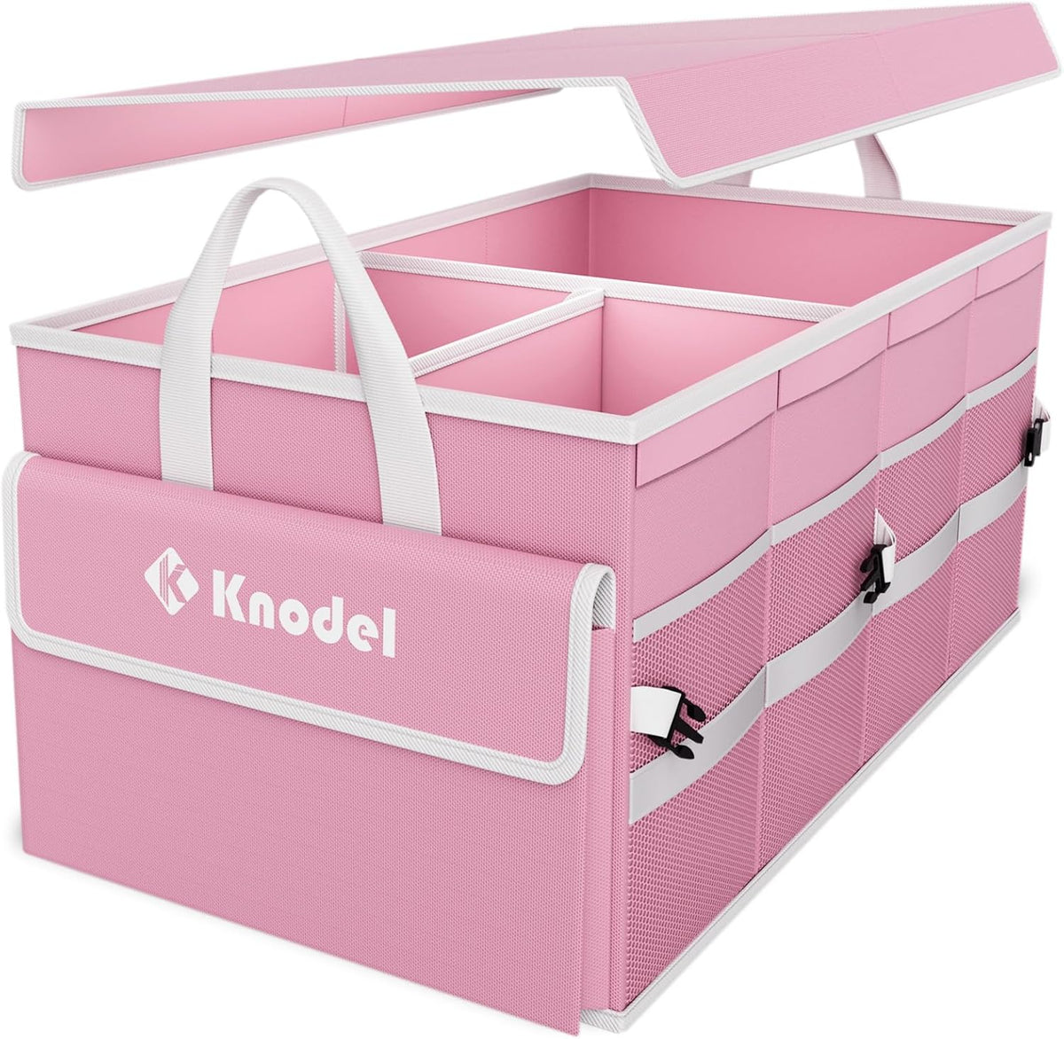 K KNODEL Car Trunk Organizer with Lid, Collapsible Car Trunk Storage Organizer, Car Organizer and Storage for SUV, Truck, Sedan (Medium, Black)