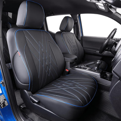 EKR Tacoma Car Seat Covers Custom Fit for Toyota Tacoma (Petrol) 2024 2025 2026 DoubleCab/CrewCab SR/SR5/TRD Sport/TRD Off-Road/Limited -Truck Seat Covers Full Set,Faux Leather(Black)