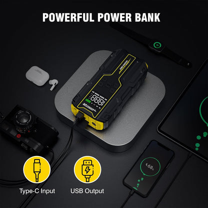 4000A Portable Jump Starter for Car, 12V Jump Box for Engine Max 7.0L Gas/5.5L Diese, Jumper Starter Battery Charger Pack with LED Flashlight & USB Port