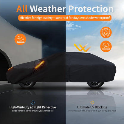 Car Cover Waterproof All-Weather,Outdoor Full Exterior Automobiles Sedan/Coupe (Length 204-208 inch) with Windshield Sun Shade Universal Fit Lexus ES350, Tesla Model S,BMW 740i etc