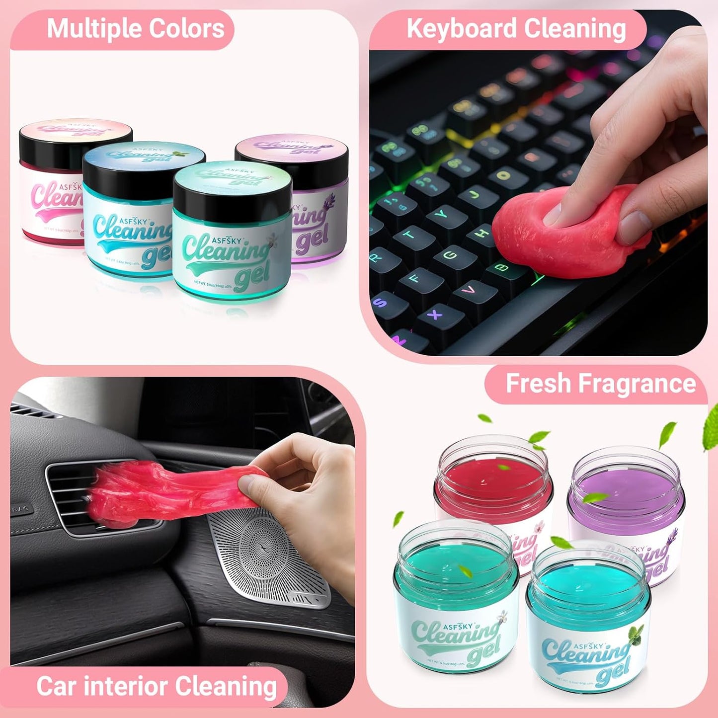 ASFSKY Car Cleaning Gel (Blue,Mint) Cleaning Putty Universal Dust Cleaning Car Interior Cleaner Keyboard Dust Remover Car Slime Gifts for Men Women girl（1 pack）
