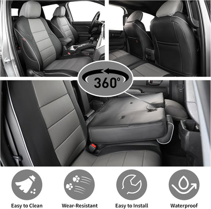 EKR Tacoma Car Seat Covers Custom Fit for Toyota Tacoma (Petrol) 2024 2025 2026 DoubleCab/CrewCab SR/SR5/TRD Sport/TRD Off-Road/Limited -Truck Seat Covers Full Set,Faux Leather(Black)