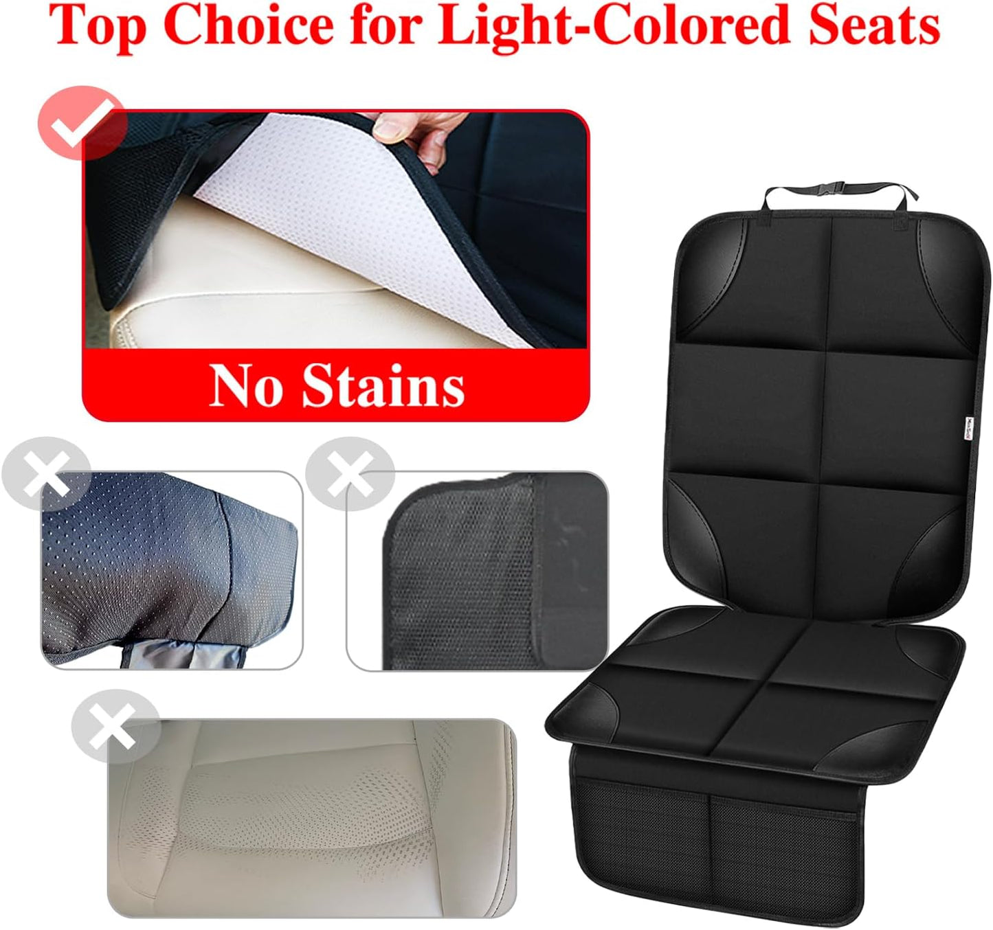 Meolsaek Kick Mats Back Seat Protector, Waterproof Oxford Seat Back Protector, Car Seat Back Protector for Kids, Back of Seat Protector for Kids Feet Car Seat (Black A -1pc)