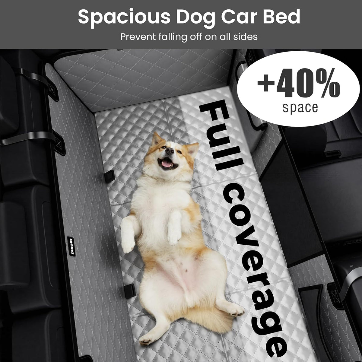 Dog Car Seat Cover for Back Seat, Waterproof Leather Fabric Back Seat Extender for dogs 52.4 * 24.4in, Foldable in The Car, Hard PVC Panels Bottom Support to 330 lbs, for Cars/Mid-Size SUV/Small Truck