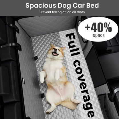 Dog Car Seat Cover for Back Seat, Waterproof Leather Fabric Back Seat Extender for dogs 52.4 * 24.4in, Foldable in The Car, Hard PVC Panels Bottom Support to 330 lbs, for Cars/Mid-Size SUV/Small Truck